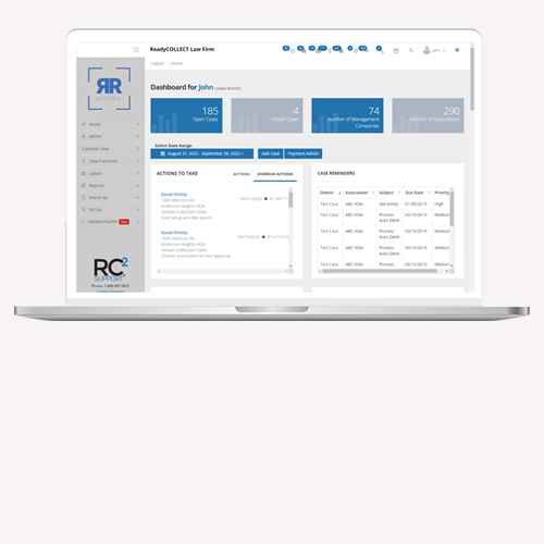 ReadyCOLLECT HOA Collection Software on Laptop